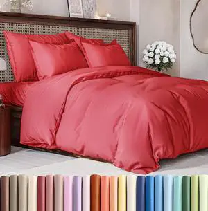 Duvet Cover Queen Size Set - Extra Soft Queen Duvet Cover 90" x 90" with 2 Pillow Shams for Women, Men, Kids & Teens - Hotel Luxury, Easy-Care w/Zipper Closures & Ties - Comfy and Breathable (Red) Duvet Cover Queen Size Set - Extra Soft Queen Duvet Cover 90" x 90" with 2 Pillow Shams for Women, Men, Kids & Teens - Hotel Luxury, Easy-Care w/Zipper Closures & Ties - Comfy and Breathable (Red)