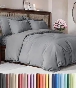 Duvet Cover Queen Size Set - Extra Soft Queen Duvet Cover 90" x 90" with 2 Pillow Shams for Women, Men, Kids & Teens - Comfy, Breathable, Hotel Luxury with Zipper Closures and Ties (Heathered Grey) Duvet Cover Queen Size Set - Extra Soft Queen Duvet Cover 90" x 90" with 2 Pillow Shams for Women, Men, Kids & Teens - Comfy, Breathable, Hotel Luxury with Zipper Closures and Ties (Heathered Grey)