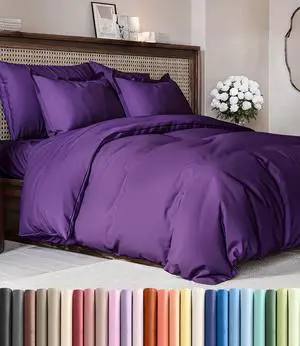 Duvet Cover Full Size Set - Extra Soft Full Duvet Cover 80" x 90" with 2 Pillow Shams for Women, Men, Kids & Teens - Hotel Luxury, Easy-Care w/Zipper Closures & Ties - Comfy and Breathable (Purple) Duvet Cover Full Size Set - Extra Soft Full Duvet Cover 80" x 90" with 2 Pillow Shams for Women, Men, Kids & Teens - Hotel Luxury, Easy-Care w/Zipper Closures & Ties - Comfy and Breathable (Purple)