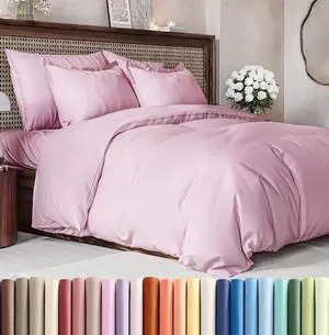 Duvet Cover Queen Size Set - Extra Soft Queen Duvet Cover 90" x 90" with 2 Pillow Shams for Women, Men, Kids & Teens - Hotel Luxury w/Zipper Closures & Ties - Comfy, Cozy & Breathable (Light Pink) Duvet Cover Queen Size Set - Extra Soft Queen Duvet Cover 90" x 90" with 2 Pillow Shams for Women, Men, Kids & Teens - Hotel Luxury w/Zipper Closures & Ties - Comfy, Cozy & Breathable (Light Pink)