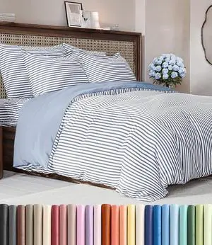 Duvet Cover King Size Set - Extra Soft King Duvet Cover 104" x 90" with 2 Pillow Shams for Women, Men, Kids & Teens - Hotel Luxury w/ Zipper Closures & Ties - Comfy, Cozy & Breathable (Blue Stripes) Duvet Cover King Size Set - Extra Soft King Duvet Cover 104" x 90" with 2 Pillow Shams for Women, Men, Kids & Teens - Hotel Luxury w/ Zipper Closures & Ties - Comfy, Cozy & Breathable (Blue Stripes)