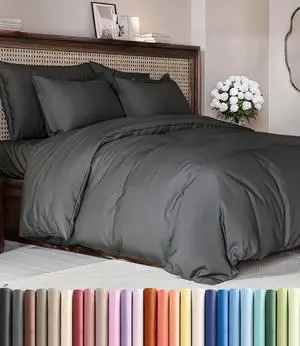 Duvet Cover King Size Set - Extra Soft King Duvet Cover 104" x 90" with 2 Pillow Shams for Women, Men, Kids & Teens - Hotel Luxury, Easy-Care w/ Zipper Closures & Ties - Comfy & Breathable (Charcoal) Duvet Cover King Size Set - Extra Soft King Duvet Cover 104" x 90" with 2 Pillow Shams for Women, Men, Kids & Teens - Hotel Luxury, Easy-Care w/ Zipper Closures & Ties - Comfy & Breathable (Charcoal)