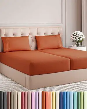 Split King Size 5 Piece Sheet Set - Comfy Breathable & Cooling Sheets - Hotel Luxury Bed Sheets for Women & Men - Deep Pockets, Easy-Fit, Soft & Wrinkle Free Sheets - Terracotta Oeko-Tex Bed Sheets Split King Size 5 Piece Sheet Set - Comfy Breathable & Cooling Sheets - Hotel Luxury Bed Sheets for Women & Men - Deep Pockets, Easy-Fit, Soft & Wrinkle Free Sheets - Terracotta Oeko-Tex Bed Sheets