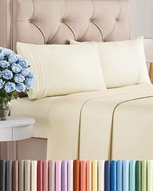King Size 4 Piece Sheet Set - Comfy Breathable & Cooling Sheets - Hotel Luxury Bed Sheets for Women & Men - Deep Pockets, Easy-Fit, Extra Soft & Wrinkle Free Sheets - Off White Oeko-Tex Bed Sheet Set King Size 4 Piece Sheet Set - Comfy Breathable & Cooling Sheets - Hotel Luxury Bed Sheets for Women & Men - Deep Pockets, Easy-Fit, Extra Soft & Wrinkle Free Sheets - Off White Oeko-Tex Bed Sheet Set