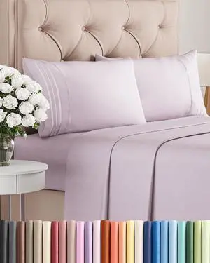 King Size 4 Piece Sheet Set - Comfy Breathable & Cooling Sheets - Hotel Luxury Bed Sheets for Women & Men - Deep Pockets, Easy-Fit, Soft & Wrinkle Free Sheets - Light Lavender Oeko-Tex Bed Sheet Set King Size 4 Piece Sheet Set - Comfy Breathable & Cooling Sheets - Hotel Luxury Bed Sheets for Women & Men - Deep Pockets, Easy-Fit, Soft & Wrinkle Free Sheets - Light Lavender Oeko-Tex Bed Sheet Set