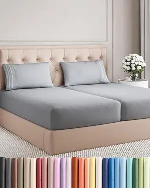 Split King Size 5 Piece Sheet Set - Comfy Breathable & Cooling Sheets - Hotel Luxury Bed Sheets for Women & Men - Deep Pockets, Easy-Fit, Soft & Wrinkle Free Sheets - Steel Blue Oeko-Tex Bed Sheet Set Split King Size 5 Piece Sheet Set - Comfy Breathable & Cooling Sheets - Hotel Luxury Bed Sheets for Women & Men - Deep Pockets, Easy-Fit, Soft & Wrinkle Free Sheets - Steel Blue Oeko-Tex Bed Sheet Set