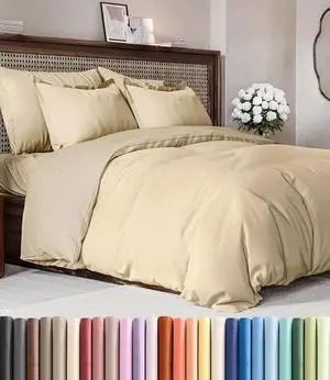 Duvet Cover Queen Size Set - Extra Soft Queen Duvet Cover 90" x 90" with 2 Pillow Shams for Women, Men, Kids & Teens - Hotel Luxury w/ Zipper Closures & Ties - Comfy, Cozy & Breathable (Heathered Tan) Duvet Cover Queen Size Set - Extra Soft Queen Duvet Cover 90" x 90" with 2 Pillow Shams for Women, Men, Kids & Teens - Hotel Luxury w/ Zipper Closures & Ties - Comfy, Cozy & Breathable (Heathered Tan)