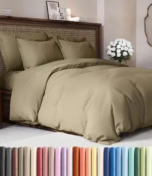 Duvet Cover King Size Set - Extra Soft King Duvet Cover 104" x 90" with 2 Pillow Shams for Women, Men, Kids & Teens - Hotel Luxury, Easy-Care w/Zipper Closures & Ties - Comfy and Breathable (Khaki) Duvet Cover King Size Set - Extra Soft King Duvet Cover 104" x 90" with 2 Pillow Shams for Women, Men, Kids & Teens - Hotel Luxury, Easy-Care w/Zipper Closures & Ties - Comfy and Breathable (Khaki)
