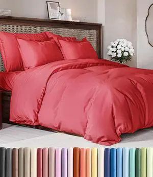 Duvet Cover Cal King Size Set - Extra Soft Cal King Duvet Cover 104" x 98" with 2 Pillow Shams for Women, Men, Kids & Teens - Hotel Luxury w/Zipper Closures & Ties - Comfy, Cozy & Breathable (Red) Duvet Cover Cal King Size Set - Extra Soft Cal King Duvet Cover 104" x 98" with 2 Pillow Shams for Women, Men, Kids & Teens - Hotel Luxury w/Zipper Closures & Ties - Comfy, Cozy & Breathable (Red)