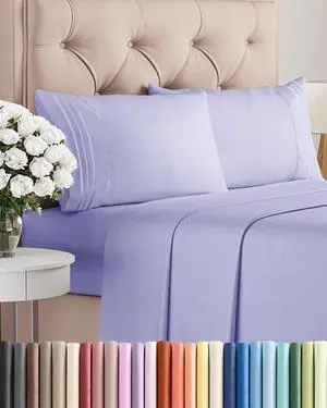 Queen Size 4 Piece Sheet Set - Comfy Breathable & Cooling Sheets - Hotel Luxury Bed Sheets for Women & Men - Deep Pockets, Easy-Fit, Extra Soft & Wrinkle Free Sheets - Lavender Oeko-Tex Bed Sheet Set Queen Size 4 Piece Sheet Set - Comfy Breathable & Cooling Sheets - Hotel Luxury Bed Sheets for Women & Men - Deep Pockets, Easy-Fit, Extra Soft & Wrinkle Free Sheets - Lavender Oeko-Tex Bed Sheet Set