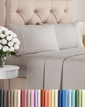Cal King Size 4 Piece Sheet Set - Comfy Breathable & Cooling Sheets - Hotel Luxury Bed Sheets for Women & Men - Deep Pockets, Easy-Fit, Soft & Wrinkle Free Sheets - Light Grey Oeko-Tex Bed Sheet Set Cal King Size 4 Piece Sheet Set - Comfy Breathable & Cooling Sheets - Hotel Luxury Bed Sheets for Women & Men - Deep Pockets, Easy-Fit, Soft & Wrinkle Free Sheets - Light Grey Oeko-Tex Bed Sheet Set