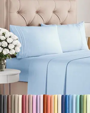 Cal King Size 4 Piece Sheet Set - Comfy Breathable & Cooling Sheets - Hotel Luxury Bed Sheets for Women & Men - Deep Pockets, Easy-Fit, Soft & Wrinkle Free Sheets - Light Blue Oeko-Tex Bed Sheet Set Cal King Size 4 Piece Sheet Set - Comfy Breathable & Cooling Sheets - Hotel Luxury Bed Sheets for Women & Men - Deep Pockets, Easy-Fit, Soft & Wrinkle Free Sheets - Light Blue Oeko-Tex Bed Sheet Set