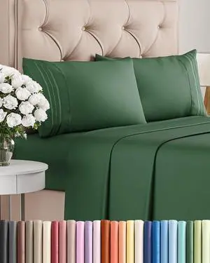 Queen Size 4 Piece Sheet Set - Comfy Breathable & Cooling Sheets - Hotel Luxury Bed Sheets for Women & Men - Deep Pockets, Easy-Fit, Soft & Wrinkle Free Sheets - Emerald Green Oeko-Tex Bed Sheet Set Queen Size 4 Piece Sheet Set - Comfy Breathable & Cooling Sheets - Hotel Luxury Bed Sheets for Women & Men - Deep Pockets, Easy-Fit, Soft & Wrinkle Free Sheets - Emerald Green Oeko-Tex Bed Sheet Set
