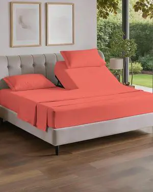 Flex Top Split Head King 4 Piece Sheet Set - Ultra-Soft, Breathable & Cooling Bed Sheets Set - Hotel Luxury Bedding for Women & Men with Deep Pockets - Wrinkle Free & Fade Resistant - Oeko-Tex - Coral Flex Top Split Head King 4 Piece Sheet Set - Ultra-Soft, Breathable & Cooling Bed Sheets Set - Hotel Luxury Bedding for Women & Men with Deep Pockets - Wrinkle Free & Fade Resistant - Oeko-Tex - Coral