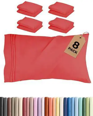 Standard Pillow Cases Set of 8 - Ultra Soft Hotel Quality Pillowcase Covers - Comfy & Wrinkle Free - Wrinkle & Fade Resistant - Soft, Easy-Care, Machine Washable Pillow Protectors - 8 Piece Set - Red Standard Pillow Cases Set of 8 - Ultra Soft Hotel Quality Pillowcase Covers - Comfy & Wrinkle Free - Wrinkle & Fade Resistant - Soft, Easy-Care, Machine Washable Pillow Protectors - 8 Piece Set - Red