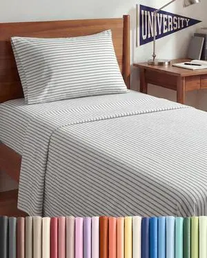 Twin XL Size 3 Piece Sheet Set - Comfy Breathable & Cooling Sheets - Hotel Luxury Bed Sheets for Women & Men - Deep Pockets, Easy-Fit, Soft & Wrinkle Free Sheets - Grey Stripes Oeko-Tex Bed Sheet Set Twin XL Size 3 Piece Sheet Set - Comfy Breathable & Cooling Sheets - Hotel Luxury Bed Sheets for Women & Men - Deep Pockets, Easy-Fit, Soft & Wrinkle Free Sheets - Grey Stripes Oeko-Tex Bed Sheet Set