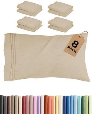 Standard Pillow Cases Set of 8 - Ultra Soft Hotel Quality Pillowcase Covers - Comfy & Wrinkle Free - Shrink & Fade Resistant - Soft, Machine Washable Pillow Protectors - 8 Piece Set - Heathered Beige Standard Pillow Cases Set of 8 - Ultra Soft Hotel Quality Pillowcase Covers - Comfy & Wrinkle Free - Shrink & Fade Resistant - Soft, Machine Washable Pillow Protectors - 8 Piece Set - Heathered Beige