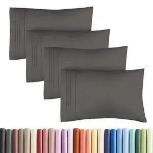 King Standard Pillow Cases Set of 4 - Soft Hotel Quality Pillowcase Covers - Comfy Bedding for Women, Men, Kids & Teens - Machine Washable Pillow Protectors - 4 Piece Set - King Standard Size Charcoal King Standard Pillow Cases Set of 4 - Soft Hotel Quality Pillowcase Covers - Comfy Bedding for Women, Men, Kids & Teens - Machine Washable Pillow Protectors - 4 Piece Set - King Standard Size Charcoal