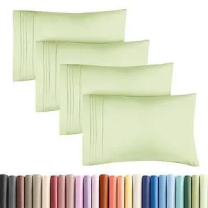 King Standard Pillow Cases Set of 4 - Soft Hotel Quality Pillowcase Covers - Comfy Bedding for Women, Men, Kids & Teens - Machine Washable Pillow Protectors - 4 Piece - King Standard Light Sage Green King Standard Pillow Cases Set of 4 - Soft Hotel Quality Pillowcase Covers - Comfy Bedding for Women, Men, Kids & Teens - Machine Washable Pillow Protectors - 4 Piece - King Standard Light Sage Green