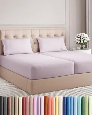 Split King Size 5 Piece Sheet Set - Comfy Breathable & Cooling Sheets - Hotel Luxury Bed Sheets for Women & Men - Deep Pockets, Easy-Fit, Soft & Wrinkle Free Sheets - Light Lavender Oeko-Tex Sheets Split King Size 5 Piece Sheet Set - Comfy Breathable & Cooling Sheets - Hotel Luxury Bed Sheets for Women & Men - Deep Pockets, Easy-Fit, Soft & Wrinkle Free Sheets - Light Lavender Oeko-Tex Sheets