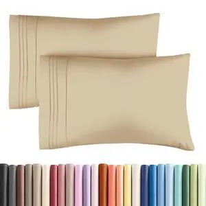 Standard Pillow Cases Set of 2 - Ultra-Soft Hotel Quality Pillowcase Covers - Comfy & Wrinkle Free - Stain and Fade Resistant - Machine Washable Pillow Protectors - 2 Piece Set - Standard Size Beige Standard Pillow Cases Set of 2 - Ultra-Soft Hotel Quality Pillowcase Covers - Comfy & Wrinkle Free - Stain and Fade Resistant - Machine Washable Pillow Protectors - 2 Piece Set - Standard Size Beige