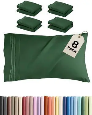 Queen Pillow Cases Set of 8 - Ultra Soft Hotel Quality Pillowcase Covers - Comfy & Wrinkle Free - Shrink & Fade Resistant - Easy-Care, Machine Washable Pillow Protectors - 8 Piece Set - Emerald Green Queen Pillow Cases Set of 8 - Ultra Soft Hotel Quality Pillowcase Covers - Comfy & Wrinkle Free - Shrink & Fade Resistant - Easy-Care, Machine Washable Pillow Protectors - 8 Piece Set - Emerald Green