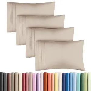 King Pillow Cases Set of 4 - Ultra Soft Hotel Quality Pillowcase Covers - Comfy, Cozy & Wrinkle Free - Shrinkage, Stain and Fade Resistant - Machine Washable Pillow Protectors - 4 Piece Set - Wheat King Pillow Cases Set of 4 - Ultra Soft Hotel Quality Pillowcase Covers - Comfy, Cozy & Wrinkle Free - Shrinkage, Stain and Fade Resistant - Machine Washable Pillow Protectors - 4 Piece Set - Wheat