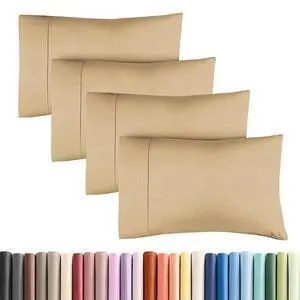 King Standard Pillow Cases Set of 4 - Soft Hotel Quality Pillowcase Covers - Comfy Bedding for Women, Men, Kids & Teens - Machine Washable Pillow Protectors - 4 Piece Set - King Standard Heathered Tan King Standard Pillow Cases Set of 4 - Soft Hotel Quality Pillowcase Covers - Comfy Bedding for Women, Men, Kids & Teens - Machine Washable Pillow Protectors - 4 Piece Set - King Standard Heathered Tan
