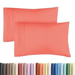 King Standard Pillow Cases Set of 2 - Ultra-Soft Hotel Quality Pillowcase Covers - Comfy, Cozy & Fade Free - Wrinkle Resistant - Machine Washable Pillow Protectors - 2 Piece Set - Coral King Standard Pillow Cases Set of 2 - Ultra-Soft Hotel Quality Pillowcase Covers - Comfy, Cozy & Fade Free - Wrinkle Resistant - Machine Washable Pillow Protectors - 2 Piece Set - Coral