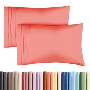 Queen Pillow Cases Set of 2 - Ultra Soft Hotel Quality Pillowcase Covers - Comfy, Cozy & Wrinkle Free - Shrinkage, Stain and Fade Resistant - Machine Washable Pillow Protectors - 2 Piece Set - Coral Queen Pillow Cases Set of 2 - Ultra Soft Hotel Quality Pillowcase Covers - Comfy, Cozy & Wrinkle Free - Shrinkage, Stain and Fade Resistant - Machine Washable Pillow Protectors - 2 Piece Set - Coral