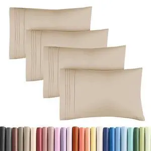 King Standard Pillow Cases Set of 4 - Soft Hotel Quality Pillowcase Covers - Comfy Bedding for Women, Men, Kids & Teens - Machine Washable Pillow Protectors - 4 Piece Set - King Standard Size Cream King Standard Pillow Cases Set of 4 - Soft Hotel Quality Pillowcase Covers - Comfy Bedding for Women, Men, Kids & Teens - Machine Washable Pillow Protectors - 4 Piece Set - King Standard Size Cream