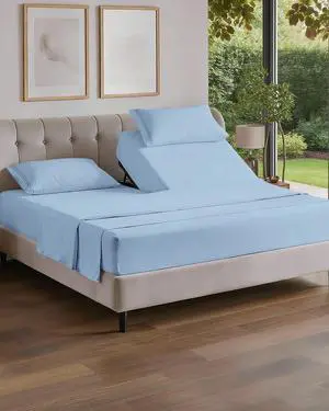 Flex Top Split Head King 4 Piece Sheet Set - Ultra-Soft, Breathable & Cooling Bed Sheets Set - Hotel Luxury Bedding for Women & Men with Deep Pockets - Wrinkle and Fade Free - Oeko-Tex - Light Blue Flex Top Split Head King 4 Piece Sheet Set - Ultra-Soft, Breathable & Cooling Bed Sheets Set - Hotel Luxury Bedding for Women & Men with Deep Pockets - Wrinkle and Fade Free - Oeko-Tex - Light Blue