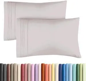 Standard Pillow Cases Set of 2 - Soft Hotel Quality Pillowcase Covers - Comfy & Wrinkle Free - Stain and Fade Resistant - Machine Washable Pillow Protectors - 2 Piece Set - Standard Size Light Grey Standard Pillow Cases Set of 2 - Soft Hotel Quality Pillowcase Covers - Comfy & Wrinkle Free - Stain and Fade Resistant - Machine Washable Pillow Protectors - 2 Piece Set - Standard Size Light Grey