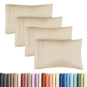 King Standard Pillow Cases Set of 4 - Soft Hotel Quality Pillowcase Covers - Comfy Bedding for Women, Men, Kids & Teens - Machine Washable Pillow Protectors - 4 Piece Set - King Standard Size Wheat King Standard Pillow Cases Set of 4 - Soft Hotel Quality Pillowcase Covers - Comfy Bedding for Women, Men, Kids & Teens - Machine Washable Pillow Protectors - 4 Piece Set - King Standard Size Wheat