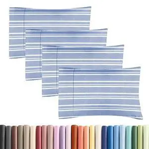 Standard Pillow Cases Set of 4 - Soft Hotel Quality Pillowcase Covers - Comfy, Cozy Bedding for Women, Men, Kids & Teens - Machine Washable Pillow Protectors - 4 Piece - Standard Size Blue Stripes Standard Pillow Cases Set of 4 - Soft Hotel Quality Pillowcase Covers - Comfy, Cozy Bedding for Women, Men, Kids & Teens - Machine Washable Pillow Protectors - 4 Piece - Standard Size Blue Stripes