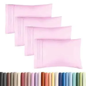 King Standard Pillow Cases Set of 4 - Soft Hotel Quality Pillowcase Covers - Comfy Bedding for Women, Men, Kids & Teens - Machine Washable Pillow Protectors - 4 Piece Set - King Standard Light Pink King Standard Pillow Cases Set of 4 - Soft Hotel Quality Pillowcase Covers - Comfy Bedding for Women, Men, Kids & Teens - Machine Washable Pillow Protectors - 4 Piece Set - King Standard Light Pink