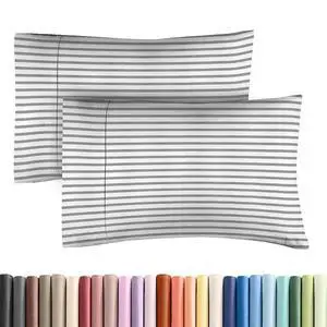 King Standard Pillow Cases Set of 2 - Ultra-Soft Hotel Quality Pillowcase Covers - Comfy, Cozy & Fade Free - Wrinkle Resistant - Machine Washable Pillow Protectors - 2 Piece Set - Grey Stripes 2 King Standard Pillow Cases Set of 2 - Ultra-Soft Hotel Quality Pillowcase Covers - Comfy, Cozy & Fade Free - Wrinkle Resistant - Machine Washable Pillow Protectors - 2 Piece Set - Grey Stripes 2
