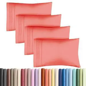 Queen Pillow Cases Set of 4 - Ultra Soft Hotel Quality Pillowcase Covers - Comfy, Cozy & Wrinkle Free - Shrinkage, Stain and Fade Resistant - Machine Washable Pillow Protectors - 4 Piece Set - Coral Queen Pillow Cases Set of 4 - Ultra Soft Hotel Quality Pillowcase Covers - Comfy, Cozy & Wrinkle Free - Shrinkage, Stain and Fade Resistant - Machine Washable Pillow Protectors - 4 Piece Set - Coral