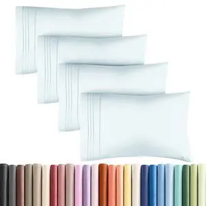 Queen Pillow Cases Set of 4 - Ultra Soft Hotel Quality Pillowcase Covers - Comfy, Cozy & Wrinkle Free - Shrinkage, Stain & Fade Resistant - Machine Washable Pillow Protectors - 4 Piece Set - Ice Blue Queen Pillow Cases Set of 4 - Ultra Soft Hotel Quality Pillowcase Covers - Comfy, Cozy & Wrinkle Free - Shrinkage, Stain & Fade Resistant - Machine Washable Pillow Protectors - 4 Piece Set - Ice Blue