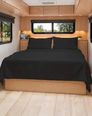 Short Queen Size 4 Piece Sheet Set - RV Short Queen, Ultra-Soft, Breathable & Cooling Bed Sheets Set with Deep Pockets - Hotel Luxury Bedding for Women & Men - Wrinkle Free & Fade Resistant - Black Short Queen Size 4 Piece Sheet Set - RV Short Queen, Ultra-Soft, Breathable & Cooling Bed Sheets Set with Deep Pockets - Hotel Luxury Bedding for Women & Men - Wrinkle Free & Fade Resistant - Black
