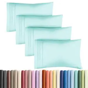 King Pillow Cases Set of 4 - Ultra Soft Hotel Quality Pillowcase Covers - Comfy, Cozy & Wrinkle Free - Shrinkage, Stain and Fade Resistant - Machine Washable Pillow Protectors - 4 Piece Set - Spa Blue King Pillow Cases Set of 4 - Ultra Soft Hotel Quality Pillowcase Covers - Comfy, Cozy & Wrinkle Free - Shrinkage, Stain and Fade Resistant - Machine Washable Pillow Protectors - 4 Piece Set - Spa Blue