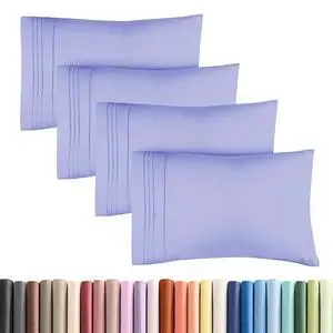 Standard Pillow Cases Set of 4 - Ultra Soft Hotel Quality Pillowcase Covers - Comfy Bedding for Women, Men, Kids & Teens - Machine Washable Pillow Protectors - 4 Piece Set - Standard Size Lavender Standard Pillow Cases Set of 4 - Ultra Soft Hotel Quality Pillowcase Covers - Comfy Bedding for Women, Men, Kids & Teens - Machine Washable Pillow Protectors - 4 Piece Set - Standard Size Lavender