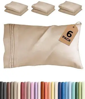 Standard Pillow Cases Set of 6 - Ultra Soft Hotel Quality Pillowcase Covers - Comfy, Cozy & Wrinkle Free - Shrink, Stain and Fade Resistant - Machine Washable Pillow Protectors - 6 Piece Set - Cream Standard Pillow Cases Set of 6 - Ultra Soft Hotel Quality Pillowcase Covers - Comfy, Cozy & Wrinkle Free - Shrink, Stain and Fade Resistant - Machine Washable Pillow Protectors - 6 Piece Set - Cream