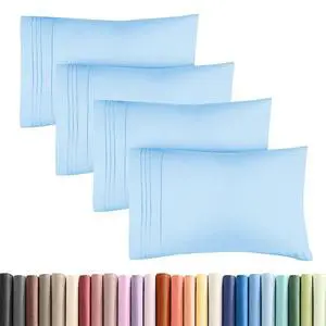 King Standard Pillow Cases Set of 4 - Soft Hotel Quality Pillowcase Covers - Comfy Bedding for Women, Men, Kids & Teens - Machine Washable Pillow Protectors - 4 Piece Set - King Standard Light Blue King Standard Pillow Cases Set of 4 - Soft Hotel Quality Pillowcase Covers - Comfy Bedding for Women, Men, Kids & Teens - Machine Washable Pillow Protectors - 4 Piece Set - King Standard Light Blue