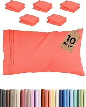 Standard Pillow Cases Set of 10 - Ultra Soft Hotel Quality Pillowcase Covers - Cozy & Wrinkle Free - Shrink, Stain and Fade Resistant - Soft, Machine Washable Pillow Protectors - 10 Piece Set - Coral Standard Pillow Cases Set of 10 - Ultra Soft Hotel Quality Pillowcase Covers - Cozy & Wrinkle Free - Shrink, Stain and Fade Resistant - Soft, Machine Washable Pillow Protectors - 10 Piece Set - Coral