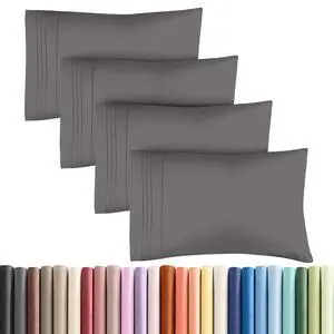 Queen Pillow Cases Set of 4 - Ultra Soft Hotel Quality Pillowcase Covers - Comfy, Cozy & Wrinkle Free - Shrinkage, Stain & Fade Resistant - Machine Washable Pillow Protectors - 4 Piece Set - Dark Grey Queen Pillow Cases Set of 4 - Ultra Soft Hotel Quality Pillowcase Covers - Comfy, Cozy & Wrinkle Free - Shrinkage, Stain & Fade Resistant - Machine Washable Pillow Protectors - 4 Piece Set - Dark Grey