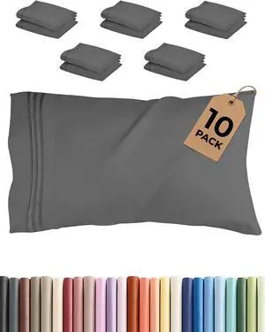King Pillow Cases Set of 10 - Ultra Soft Hotel Quality Pillowcase Covers - Comfy & Wrinkle Free - Shrink, Stain and Fade Resistant - Soft, Machine Washable Pillow Protectors - 10 Piece Set - Charcoal King Pillow Cases Set of 10 - Ultra Soft Hotel Quality Pillowcase Covers - Comfy & Wrinkle Free - Shrink, Stain and Fade Resistant - Soft, Machine Washable Pillow Protectors - 10 Piece Set - Charcoal