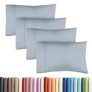 Standard Pillow Cases Set of 4 - Soft Hotel Quality Pillowcase Covers - Comfy Bedding for Women, Men, Kids & Teens - Machine Washable Pillow Protectors - 4 Piece Set - Standard Size Heathered Blue Standard Pillow Cases Set of 4 - Soft Hotel Quality Pillowcase Covers - Comfy Bedding for Women, Men, Kids & Teens - Machine Washable Pillow Protectors - 4 Piece Set - Standard Size Heathered Blue