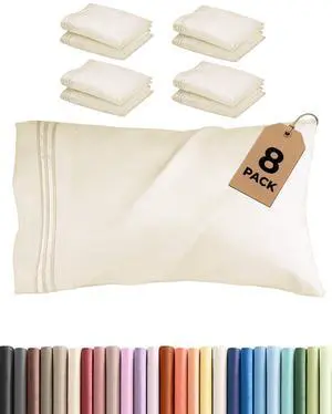 King Pillow Cases Set of 8 - Ultra Soft Hotel Quality Pillowcase Covers - Comfy. Cozy & Wrinkle Free - Shrink, Stain and Fade Resistant - Machine Washable Pillow Protectors - 8 Piece Set - Off White King Pillow Cases Set of 8 - Ultra Soft Hotel Quality Pillowcase Covers - Comfy. Cozy & Wrinkle Free - Shrink, Stain and Fade Resistant - Machine Washable Pillow Protectors - 8 Piece Set - Off White