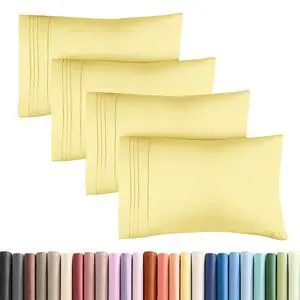 King Standard Pillow Cases Set of 4 - Soft Hotel Quality Pillowcase Covers - Comfy Bedding for Women, Men, Kids & Teens - Machine Washable Pillow Protectors - 4 Piece Set - King Standard Size Yellow King Standard Pillow Cases Set of 4 - Soft Hotel Quality Pillowcase Covers - Comfy Bedding for Women, Men, Kids & Teens - Machine Washable Pillow Protectors - 4 Piece Set - King Standard Size Yellow